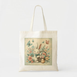 Süßer, vintage Osterhase & Küken Tragetasche