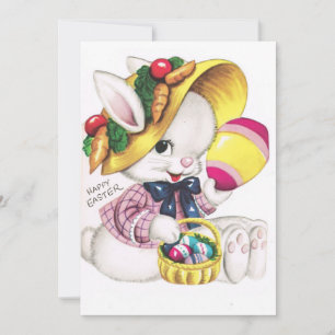 Süßer vintage Osterhase mit Ei Feiertagskarte
