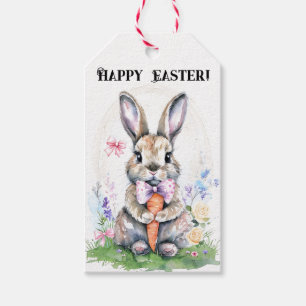 Süßer vintage Osterhase Wasserfarben Geschenkanhänger