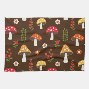 Süßer vintage Pilz mit Blumen Geschirrtuch