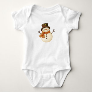 Süßer, vintage-rustikaler Schneemann Baby Strampler
