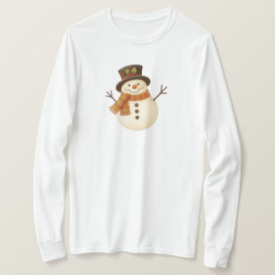 Süßer, vintage-rustikaler Schneemann T-Shirt