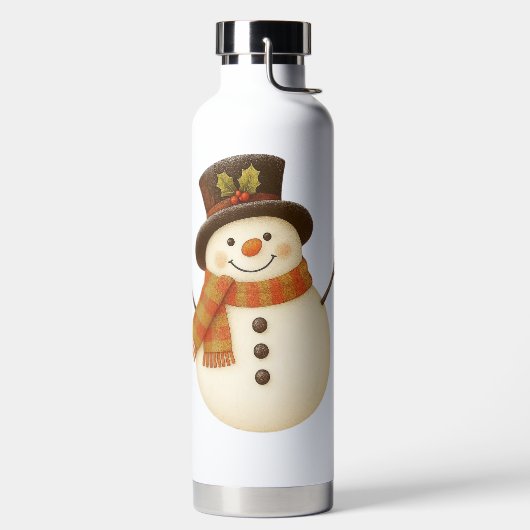 Süßer, vintage-rustikaler Schneemann Trinkflasche (links)