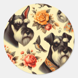 Süßer Vintage-Schnauzer Runder Aufkleber