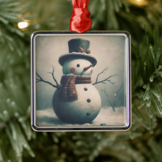 Süßer Vintage-Schneemann für ein verschneites Weih Ornament Aus Metall