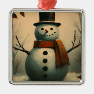 Süßer Vintage-Schneemann für ein verschneites Weih Ornament Aus Metall