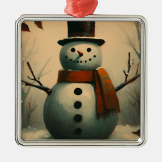 Süßer Vintage-Schneemann für ein verschneites Weih Ornament Aus Metall