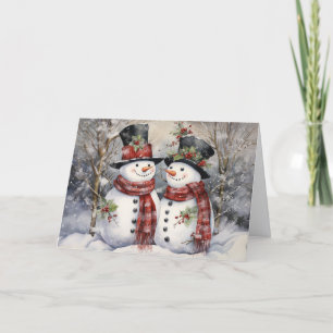 Süßer Vintage-Schneemann-Weihnachten Feiertagskarte
