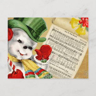 Süßer vintage Schneemann Weihnachten Freude der We Postkarte
