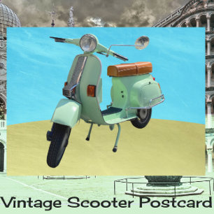 Süßer Vintage-Scooter-Spaß Postkarte