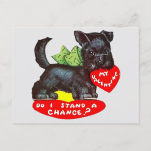 Süßer Vintage-Scottie-Hund zum Valentinstag Postkarte