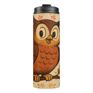 Süßer, vintage skurriler Herbst/Eulen-Herbst Thermosbecher