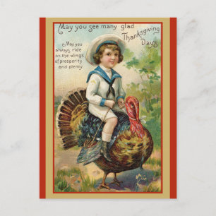 Süßer Vintage-Thanksgiving-Truthahn Postkarte