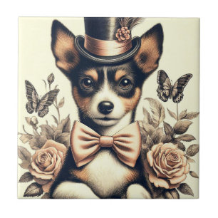 Süßer Vintage-Toy-Fox-Terrier Fliese