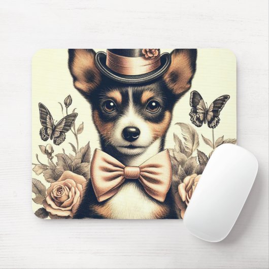 Süßer Vintage Toy Fox Terrier Mousepad (Mit Mouse)