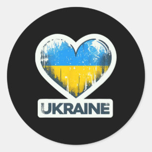 Süßer vintage ukrainischer Fan Ukraine-Flagge Retr Runder Aufkleber