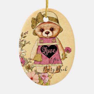 Süßer vintage Valentinsbär  Keramik Ornament