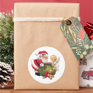 süßer vintage Weihnachten Santa Engel Feiertag Runder Aufkleber
