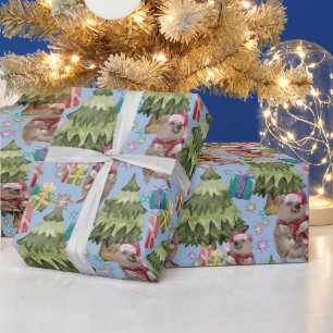 Süßer Vintage-Weihnachts-Quokka Geschenkpapier