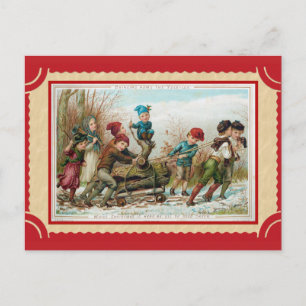 Süßer vintage Weihnachts-Yule-Log Postkarte