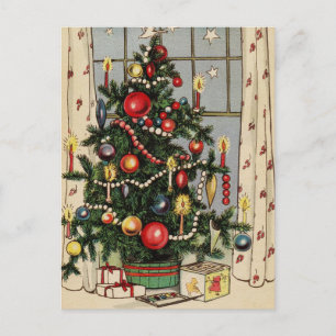 Süßer vintage Weihnachtsbaum Feiertags Grußkarte Feiertagspostkarte