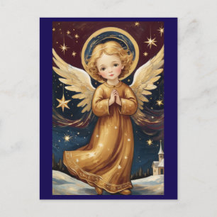 Süßer vintage Weihnachtsengel mit persönlicher Nac Postkarte