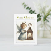 Süßer vintage Weihnachtsengel Postkarte (Stehend Vorderseite)