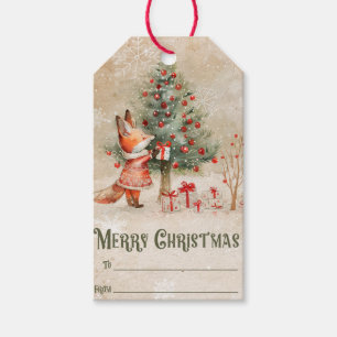 Süßer vintage Weihnachtsfuchs/Weihnachtsbaum Geschenkanhänger