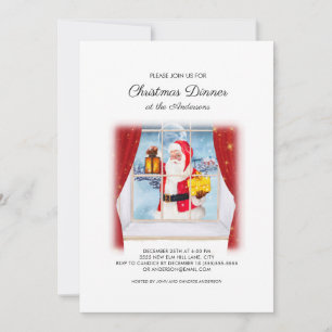 Süßer Vintage-Weihnachtsmann-Fenster-Weihnachtsess Einladung