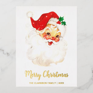 Süßer Vintage-Weihnachtsmann Weihnachten Folien Feiertagspostkarte
