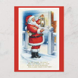 Süßer Vintage-Weihnachtsmann-Weihnachtsgedicht Postkarte
