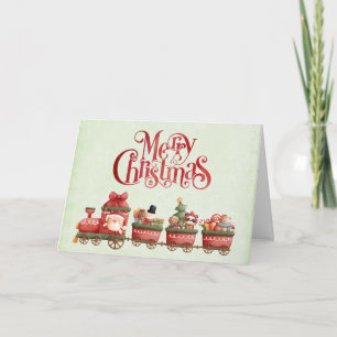 Süßer vintage Weihnachtszug mit Spielzeug Xmas Karte
