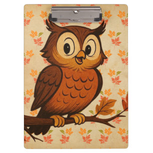 Süßer, vintage whimischer Herbst/Eulen-Herbst Klemmbrett