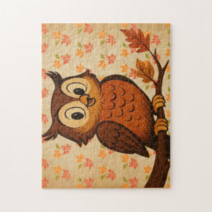 Süßer, vintage whimischer Herbst/Eulen-Herbst Puzzle