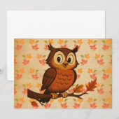 Süßer, vintage-Whimsical-Herbst-/Herbstkauz Einladung (Vorne/Hinten)