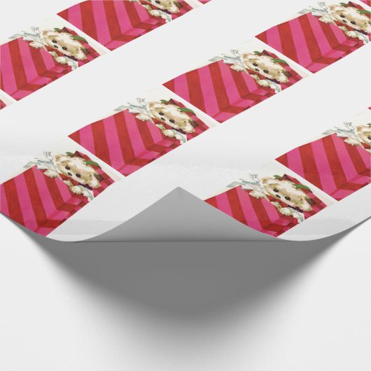 Süßer Vintager Weihnachtswelpe Bichon Lhasa Geschenkpapier (Ecke)