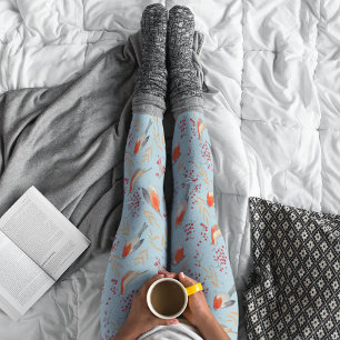 Süßer Vogel Blaue Rotkehlchen Winter Weihnachtsmus Leggings