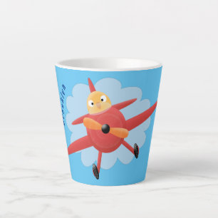 Süßer Vogel fliegt rotes Flugzeug Cartoon-Illustra Milchtasse