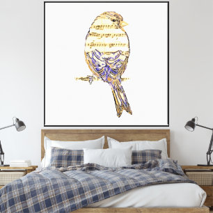 Süßer Vogel mit Musiknoten Anpassen Leinwanddruck