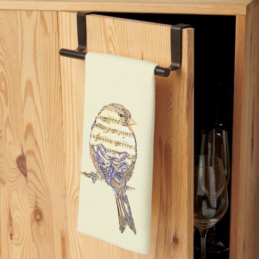 Süßer Vogel mit Noten Anpassen  Geschirrtuch (Drittel gefaltet)