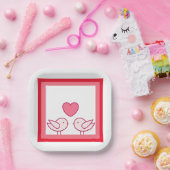 Süßer Vogel und Herz-Liebesdesign Pappteller (Party)