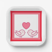 Süßer Vogel und Herz-Liebesdesign Pappteller (Vorderseite)