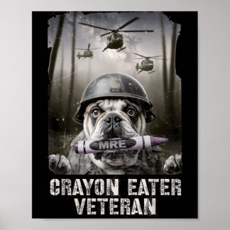 Süßer Wachsmalstifte essender Veteran Hund Papa Vi Poster