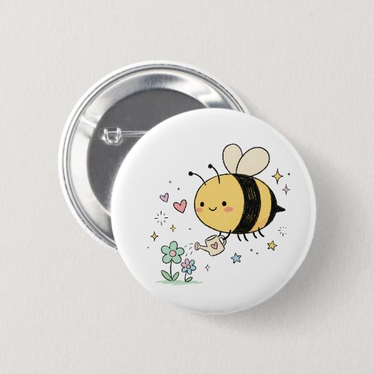 Süßer Wackeltanz  Kawaii-Bienenpfleger Button (Vorne & Hinten)
