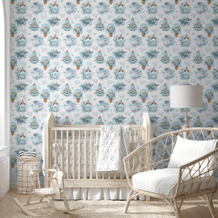 Süßer Wal Aquarell Marine Kinderzimmer Tapete