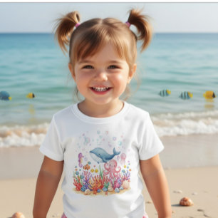 Süßer Wal-Oktopus unter dem Meer Baby T-shirt