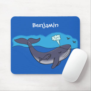 Süßer Wal und Cartoon-Kalb Mousepad