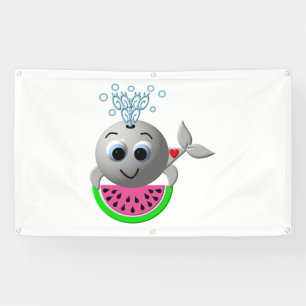 Süßer Wal und Wassermelone Banner