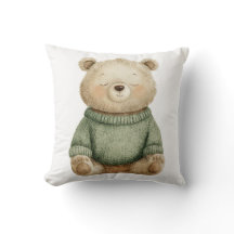 Süßer Wald-Bär in grünem Pullover