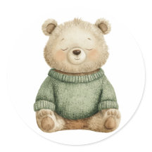 Süßer Wald-Bär in grünem Pullover